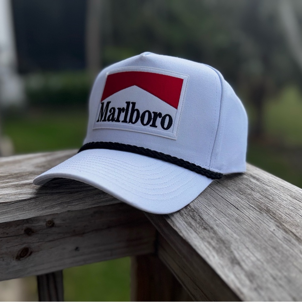 Handcrafted White Marlboro Trucker Hat